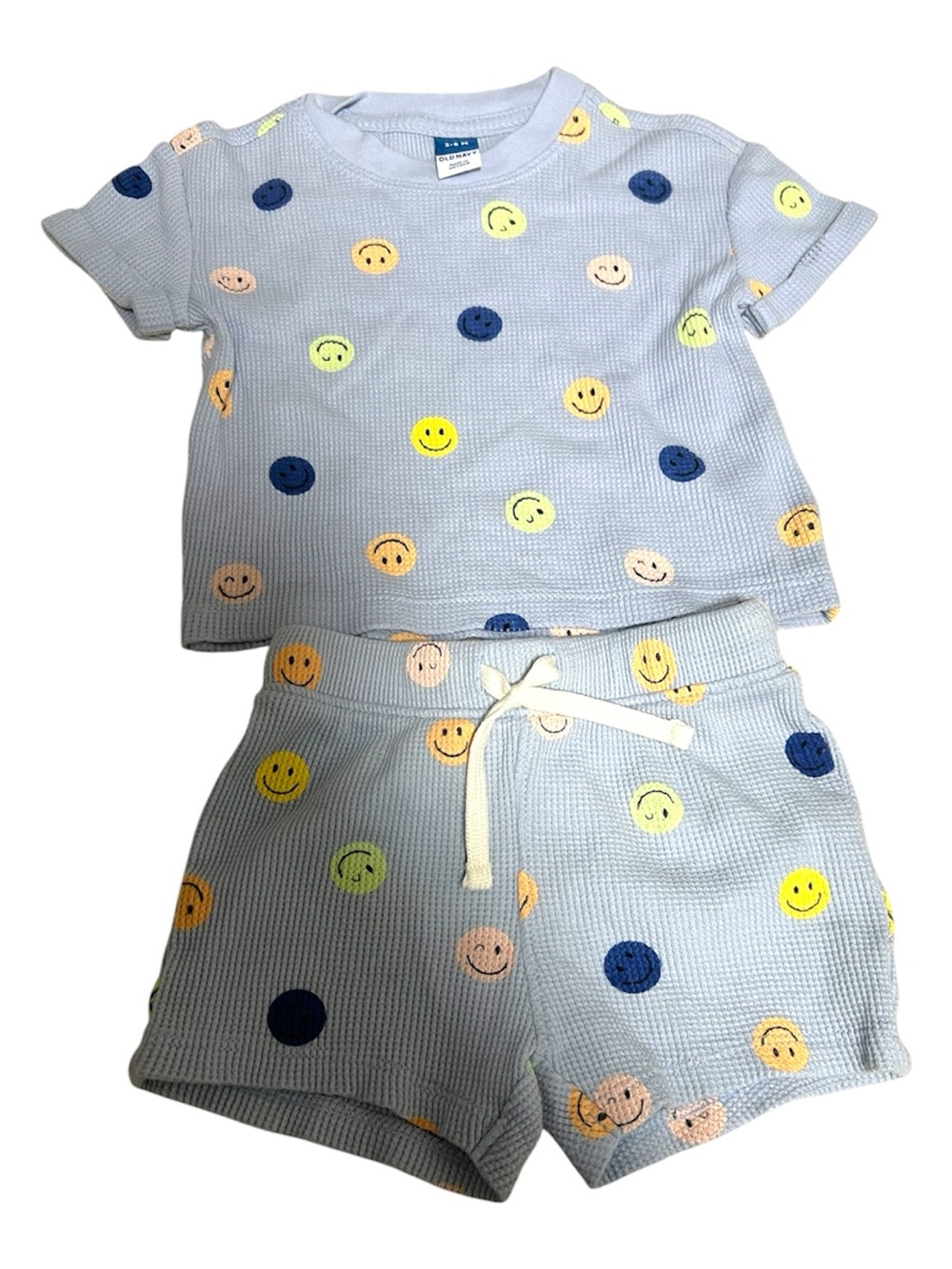 NWOT Baby 6-9M Old Navy Smiley Face Print Top & Shorts Outfit Set
